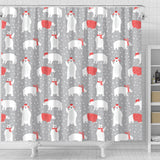 Cute Polar Bear Christmas Snow Pattern Shower Curtain Fulfilled In US