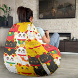 Colorful Maneki Neko Lucky Cat Pattern Bean Bag Cover