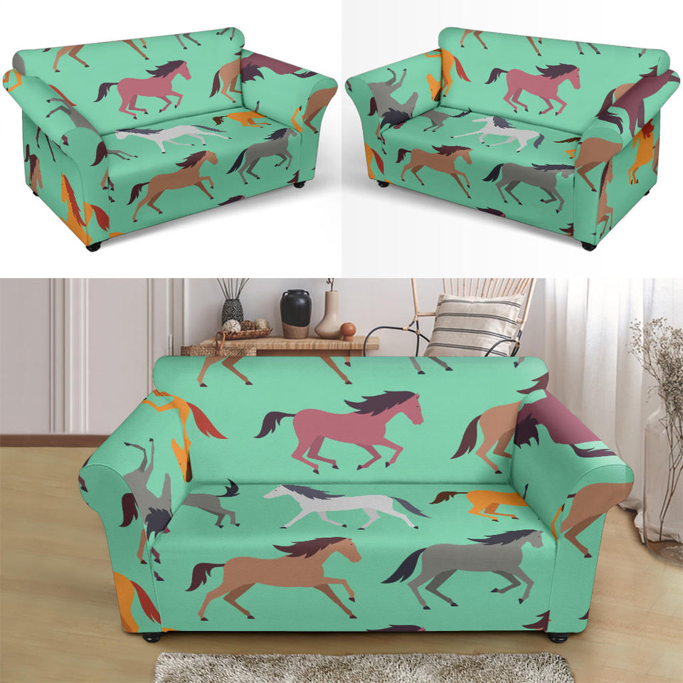 Colorful Horses Pattern Loveseat Couch Slipcover