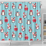 Cute Penguin Christmas  Design Pattern Shower Curtain Fulfilled In US