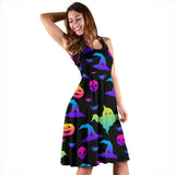 Colorful Halloween Background Sleeveless Midi Dress