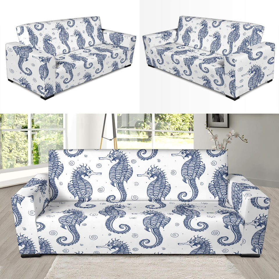 Seahorse Pattern Background Sofa Slipcover