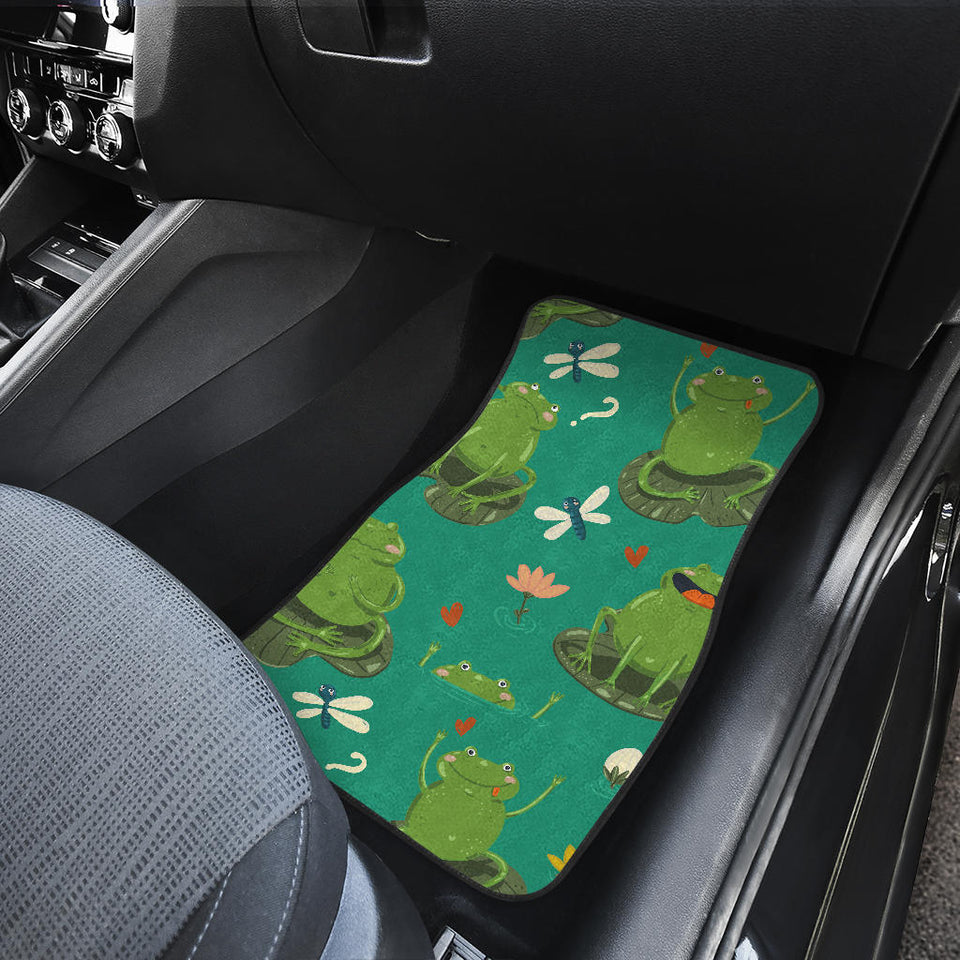 Cute Frog Dragonfly Design Pattern Front And Back Car Mats