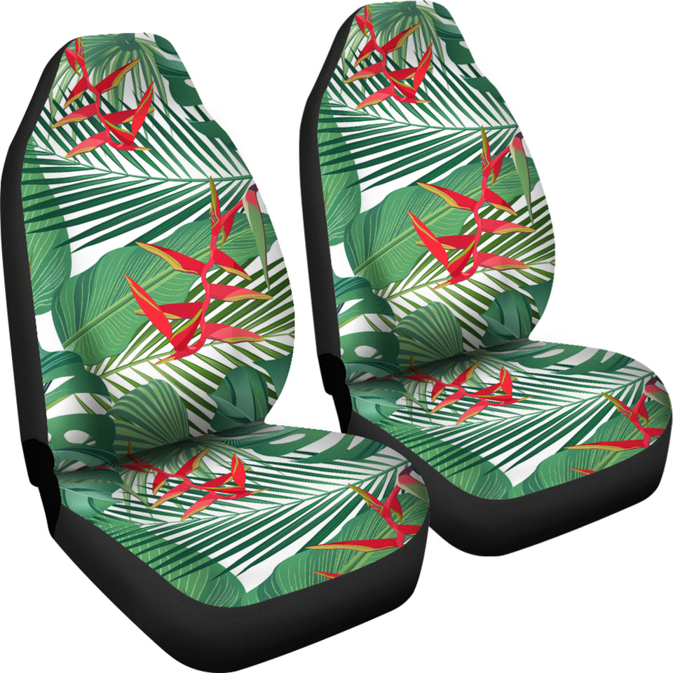 Heliconia Palm And Monstera  Leaves Pattern Universal Fit Car Seat Covers