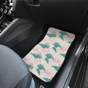 Pink Lotus Waterlily Leaves Pattern Front Car Mats