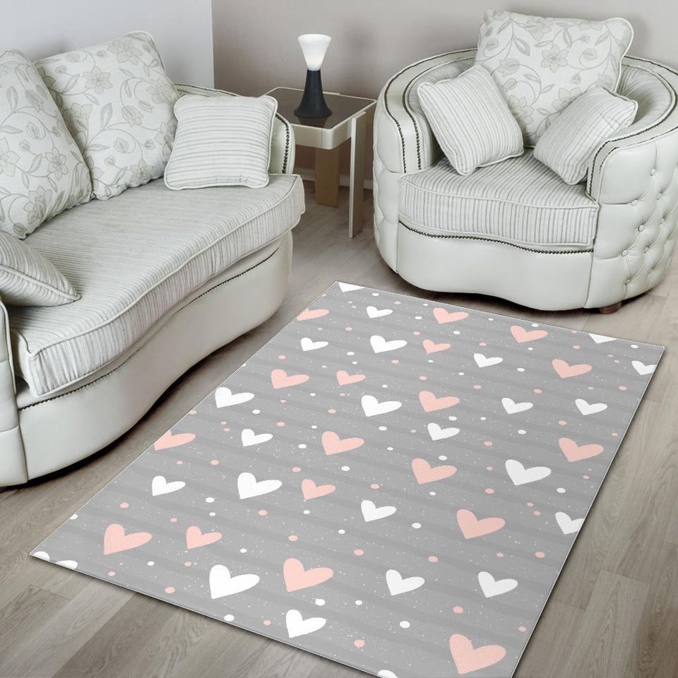 Heart Pattern Gray Background Area Rug