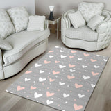 Heart Pattern Gray Background Area Rug