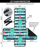 Cute octopuses heart striped background Chair Cover Protector