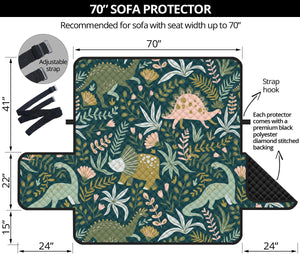 dinosaurs tropical leaves flower pattern Sofa Cover Protector