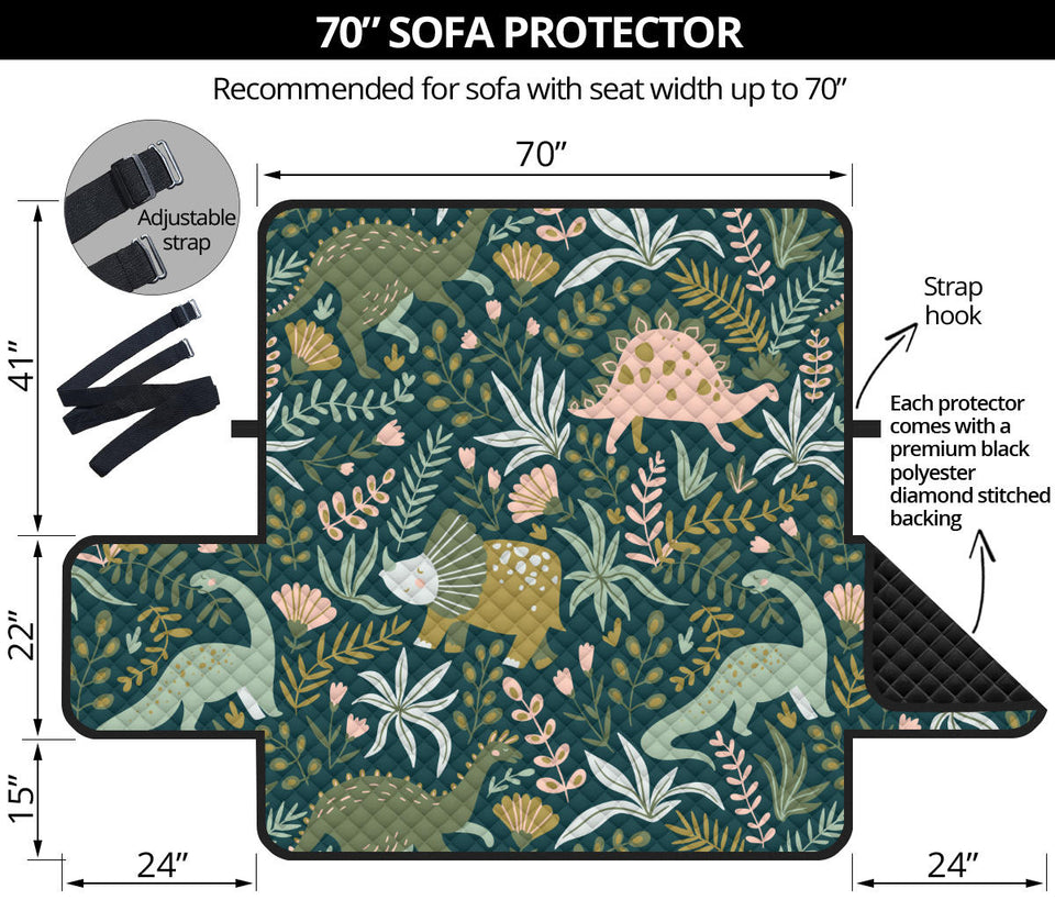 dinosaurs tropical leaves flower pattern Sofa Cover Protector