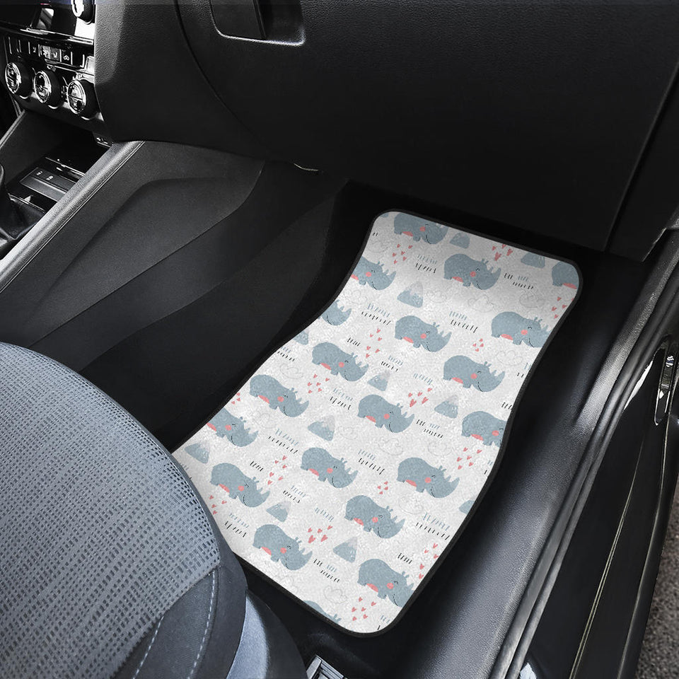 Cute Rhino Heart Pattern Front Car Mats