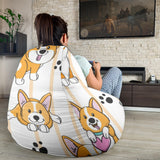 Cute Dog Corgi Striped Background Pattern Bean Bag Cover