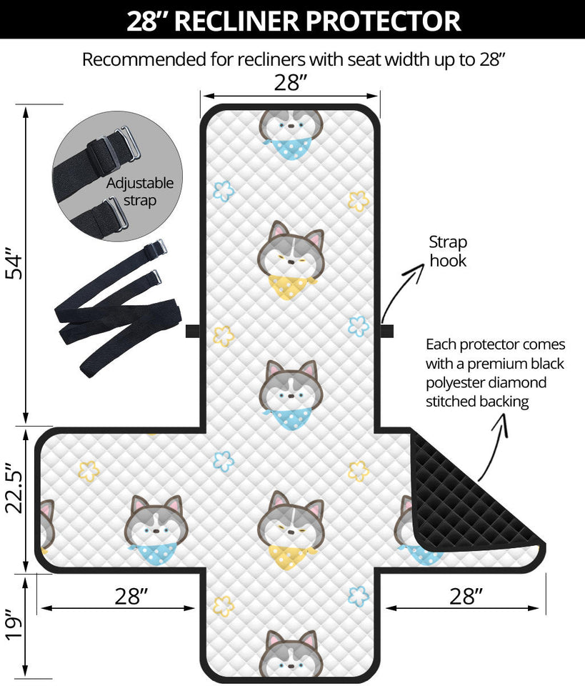 Cute Siberian Husky pattern Recliner Cover Protector