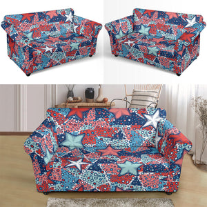 Hand Drawn Colorful Starfish Loveseat Couch Slipcover