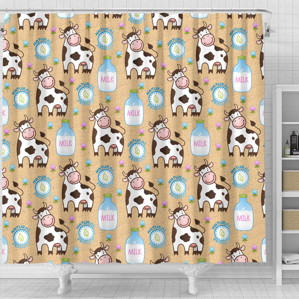 Cow Bottle Of Milk Pattern Shower Curtain Fulfilled In US