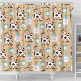 Cow Bottle Of Milk Pattern Shower Curtain Fulfilled In US