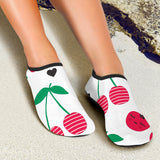 Cherry Pattern White Background Aqua Shoes