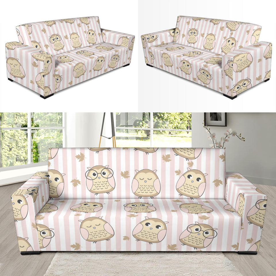Cute Owl Leaf Sofa Slipcover