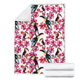 Toucan Flower Design Pattern Premium Blanket