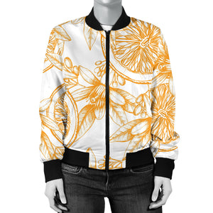 Hand Drawn Orange Fruit Pattern Women'S Bomber Jacket