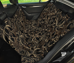 Luxurious Gold Lotus Waterlily Black Background Dog Car Seat Covers