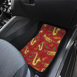 Saxophone Cornet Pattern Red Background Front And Back Car Mats