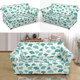 Green Ginkgo Leaves Pattern Loveseat Couch Slipcover