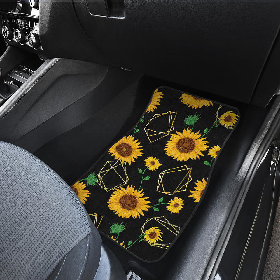 Sunflower Golden Polygonal Shapes Front And Back Car Mats