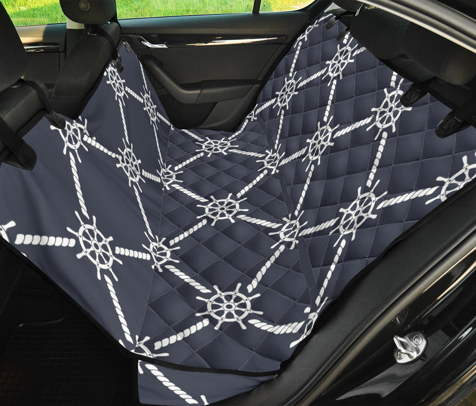 Nautical Steering Wheel Rope Pattern Dog Car Seat Covers