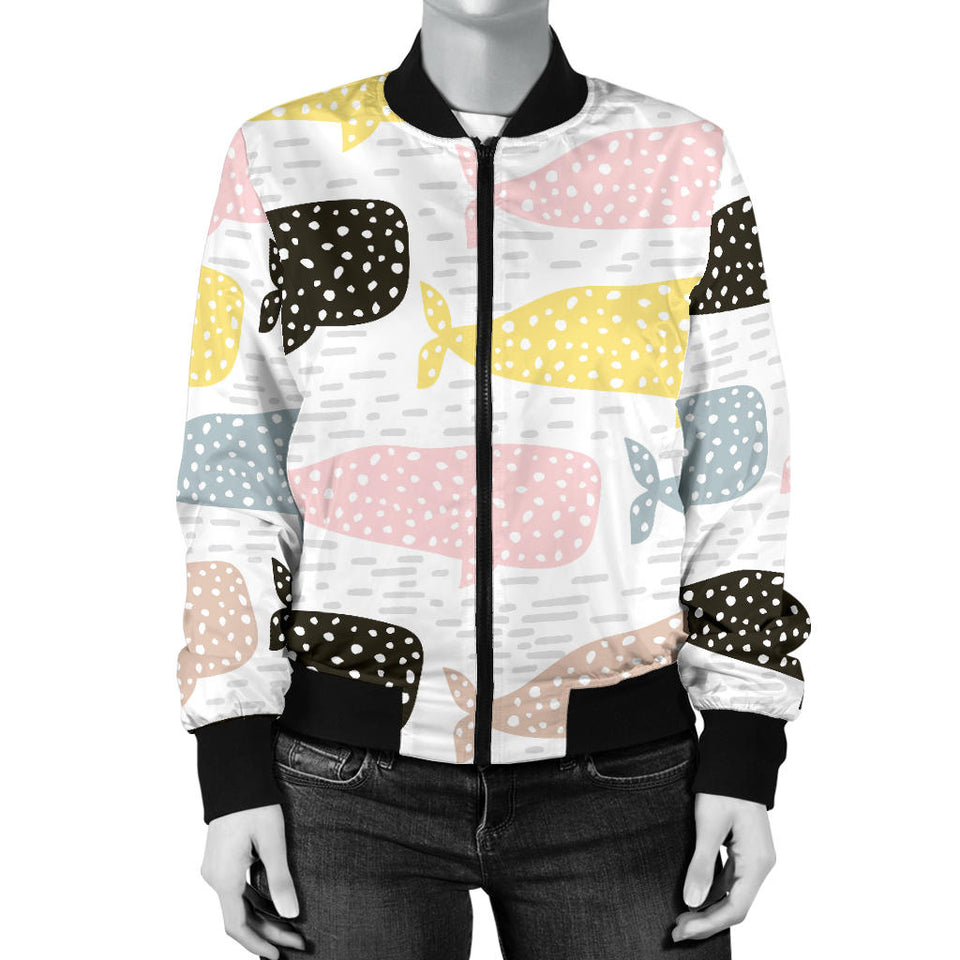 Whale Dot Pattern Women'S Bomber Jacket