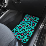 Green Leopard Skin Print Pattern Front And Back Car Mats
