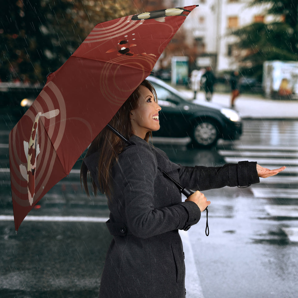 Koi Fish Carp Fish Red Background Umbrella