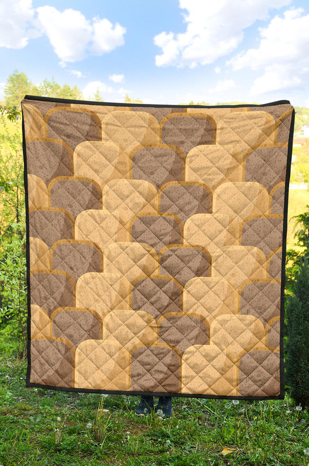Bread Toast Pattern Print Design 04 Premium Quilt