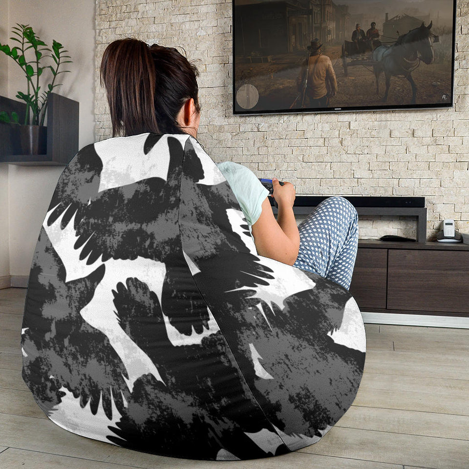 Crow Illustration Pattern Bean Bag Cover