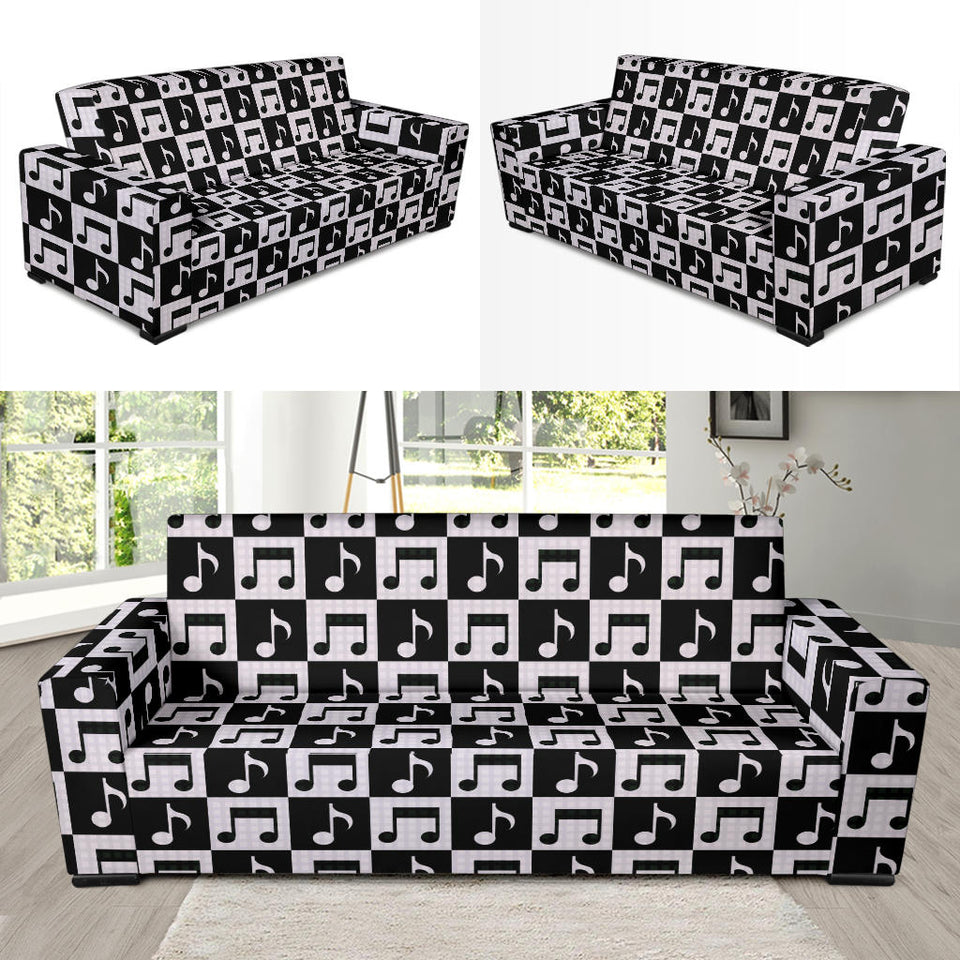 Music Notes Pattern Print Design 01 Sofa Slipcover
