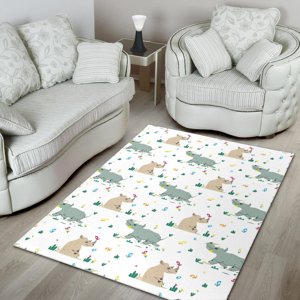 Cute Rhino Pattern Area Rug
