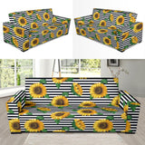 Sunflowers Ribbon Background Sofa Slipcover