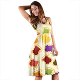 Bread Toast Pattern Print Design 02 Sleeveless Midi Dress