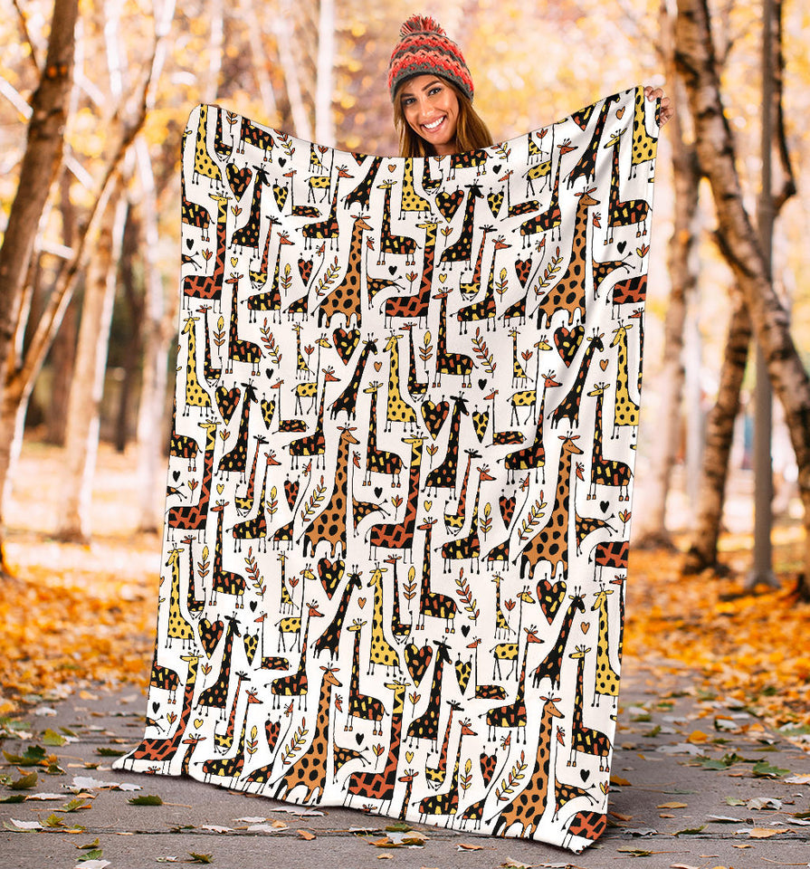 Giraffe Pattern Print Design 05 Premium Blanket