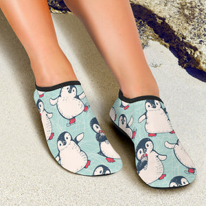 Cute Penguin Pattern Aqua Shoes