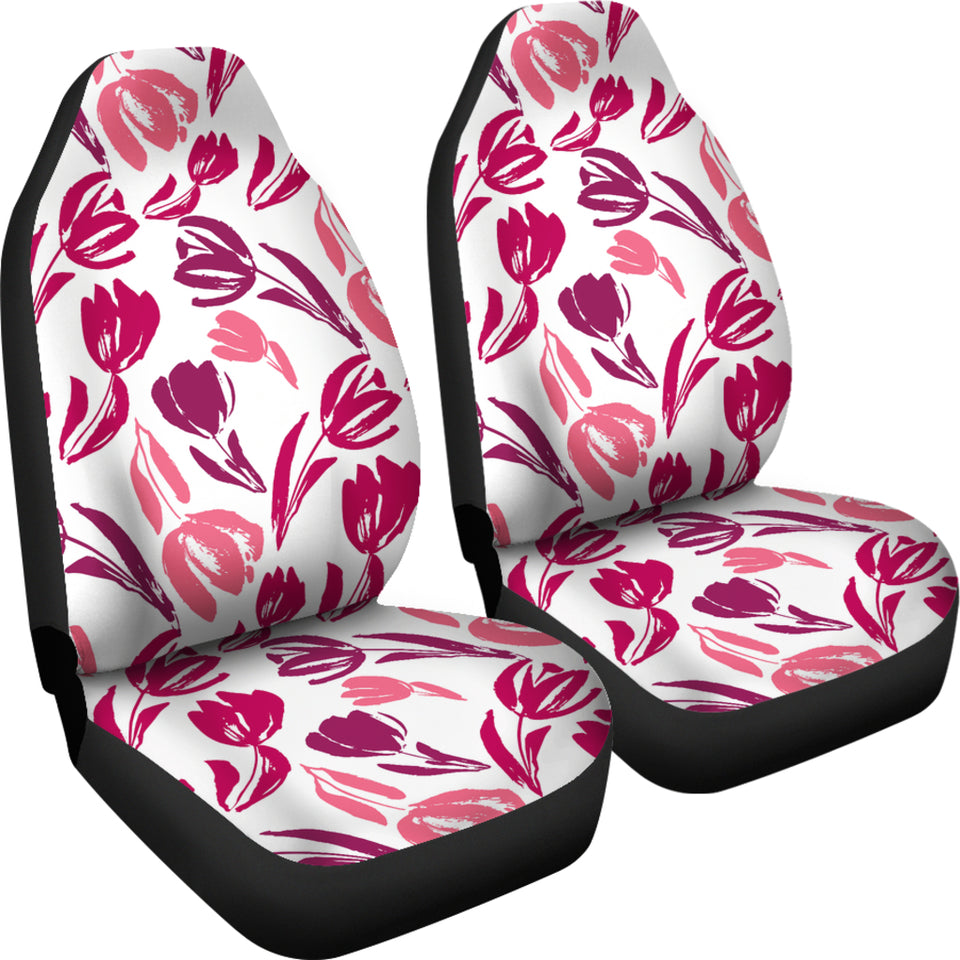 Pink Sketch Tulip Pattern  Universal Fit Car Seat Covers
