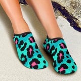 Green Leopard Skin Print Pattern Aqua Shoes