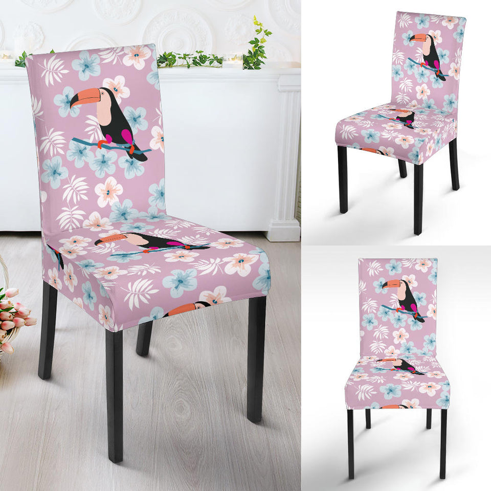 Beautiful Toucan Flower Leaves Dining Chair Slipcover