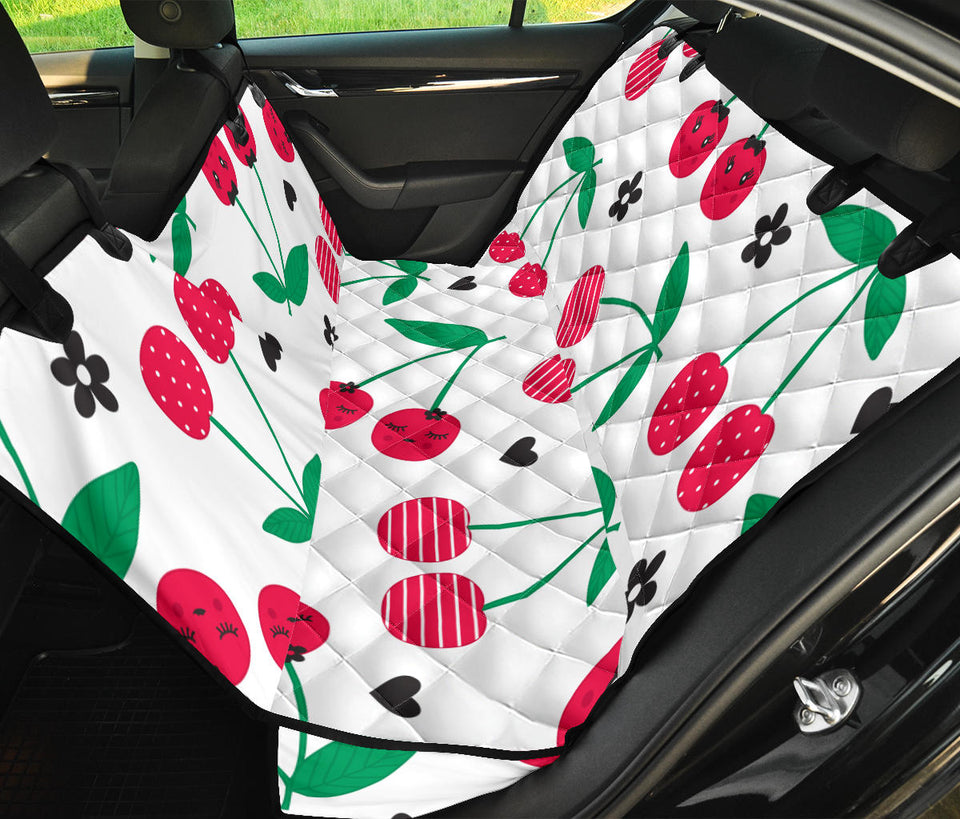 Cherry Pattern White Background Dog Car Seat Covers