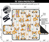 Cute dog corgi striped background pattern Sofa Cover Protector