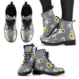 Cute Hamster Sunflower Pattern Background Leather Boots