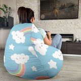 Cute Rainbow Clound Star Pattern Blue Background Bean Bag Cover