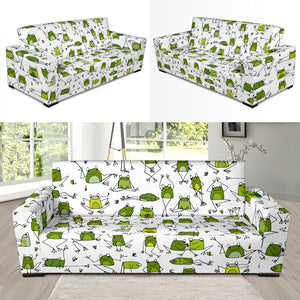 Sketch Funny Frog Pattern Sofa Slipcover