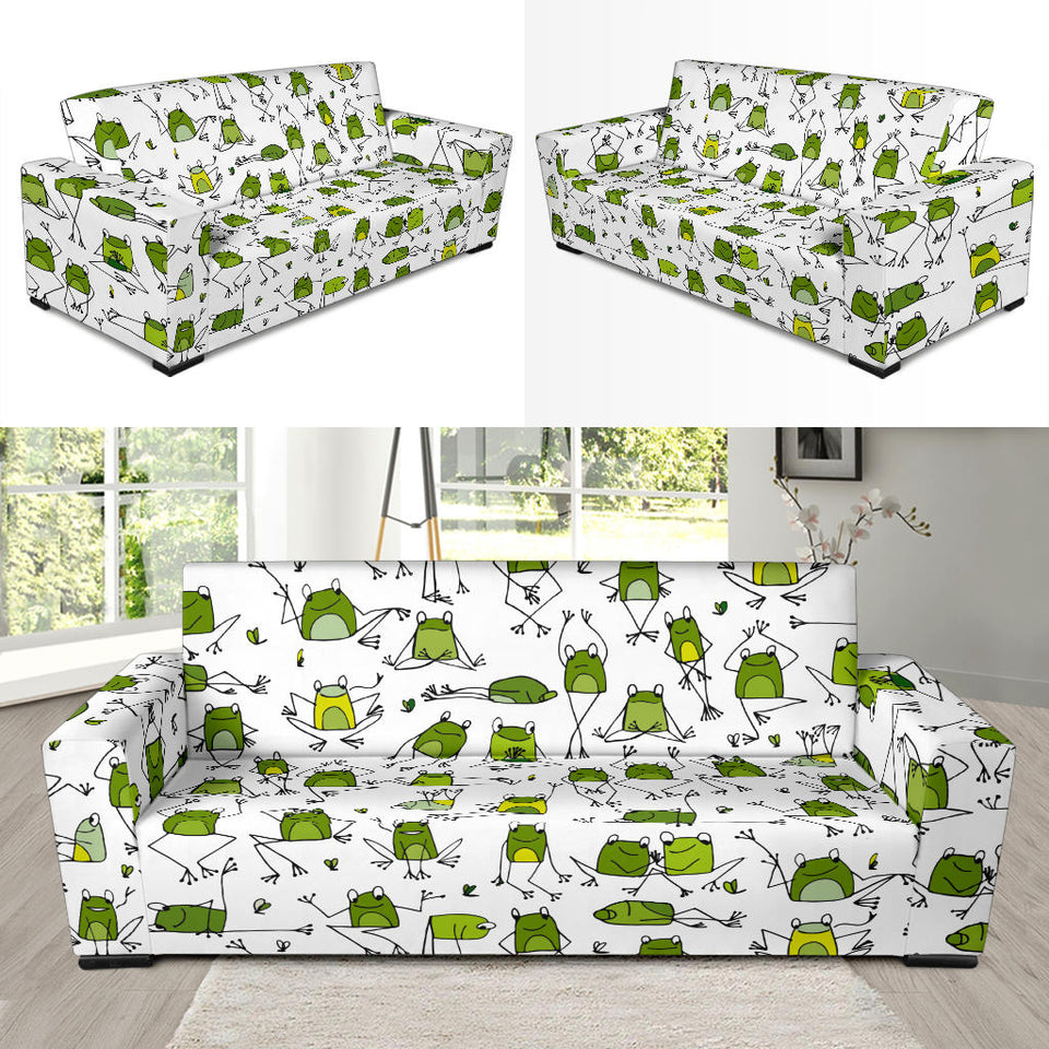 Sketch Funny Frog Pattern Sofa Slipcover