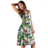 Hummingbird Pattern Print Design 05 Sleeveless Midi Dress